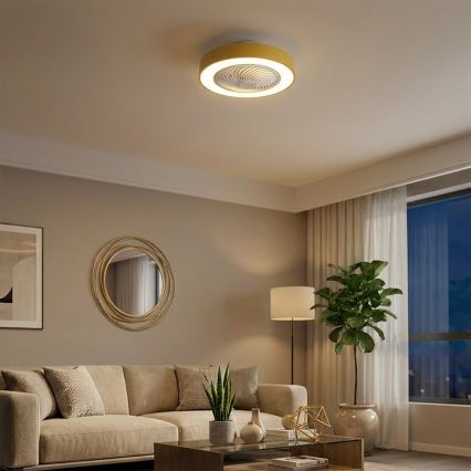 Brilagi - LED stropna svetilka z vgrajenim ventilatorjem in možnostjo zatemnitve LED/38W/230V 3000-6500K premer 50 cm zlata + daljinski upravljalnik