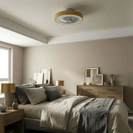 Brilagi - LED stropna svetilka z vgrajenim ventilatorjem in možnostjo zatemnitve LED/38W/230V 3000-6500K premer 50 cm zlata + daljinski upravljalnik