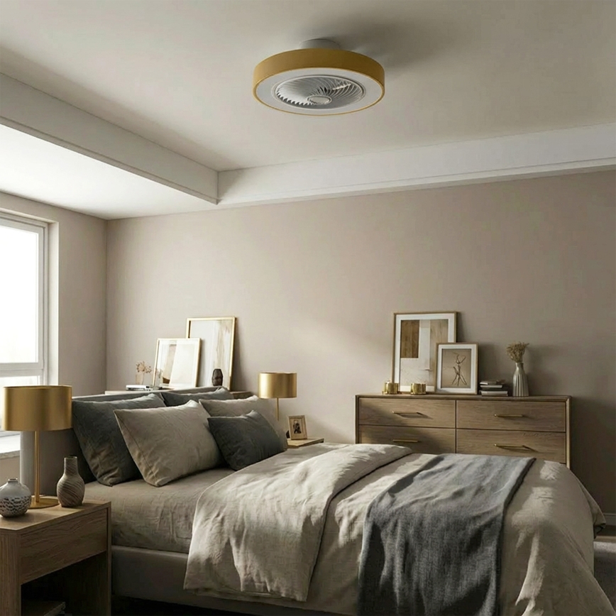 Brilagi - LED stropna svetilka z vgrajenim ventilatorjem in možnostjo zatemnitve LED/38W/230V 3000-6500K premer 50 cm zlata + daljinski upravljalnik