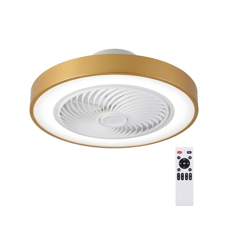 Brilagi - LED stropna svetilka z vgrajenim ventilatorjem in možnostjo zatemnitve LED/38W/230V 3000-6500K premer 50 cm zlata + daljinski upravljalnik