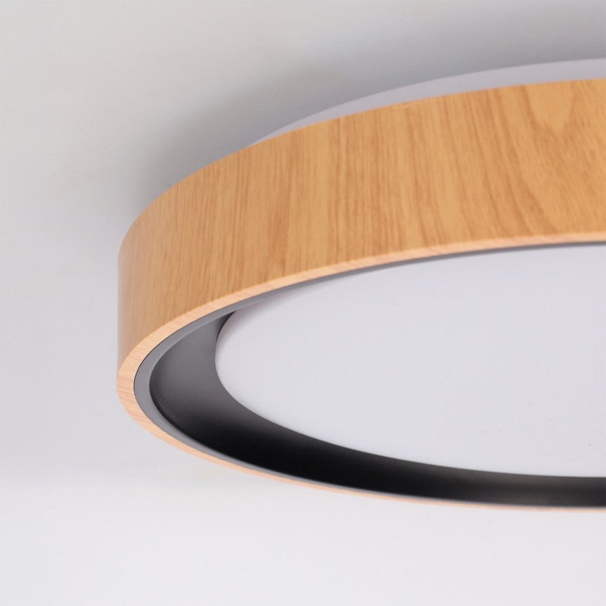 Brilagi - LED zatemnjiva stropna svetilka FLOCO LED/48W/230V 3000-6500K premer 40 cm lesni dekor/črna + daljinski upravljalnik