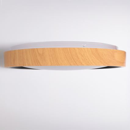 Brilagi - LED zatemnjiva stropna svetilka FLOCO LED/48W/230V 3000-6500K premer 40 cm lesni dekor/črna + daljinski upravljalnik