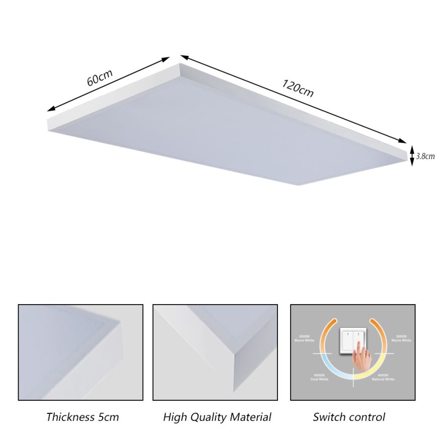 Brilagi - LED stropna svetilka za kopalnico FRAME LED/96W/230V 120x60 cm 3000/4000/6000K IP44 bela
