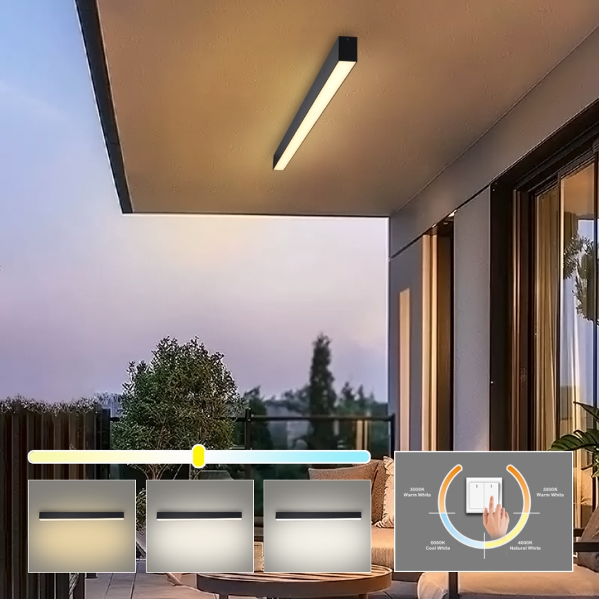 Brilagi - Stropna LED svetilka za kopalnico SLEEKLINE LED/40W/230V 3000/4500/6000K črna IP44