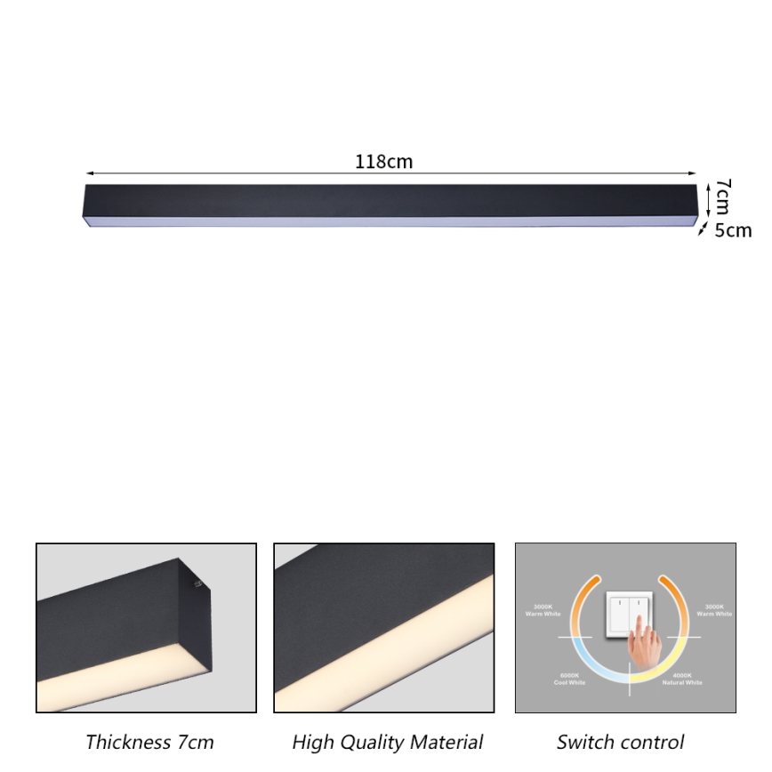 Brilagi - Stropna LED svetilka za kopalnico SLEEKLINE LED/40W/230V 3000/4500/6000K črna IP44