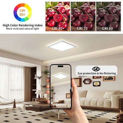 Brilagi - LED kopalniška stropna svetilka ULTRA SLIM LED/24W/230V 42x42 cm srebrna IP54