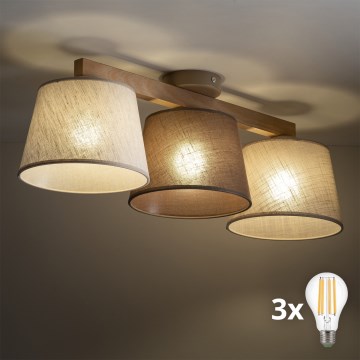 BRILAGI - LED stropni lestenec LATTE 3xE27/15W/230V borovica/mix