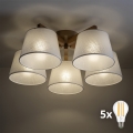 BRILAGI - LED stropni lestenec LATTE SABIA 5xE27/15W/230V borovina/bela