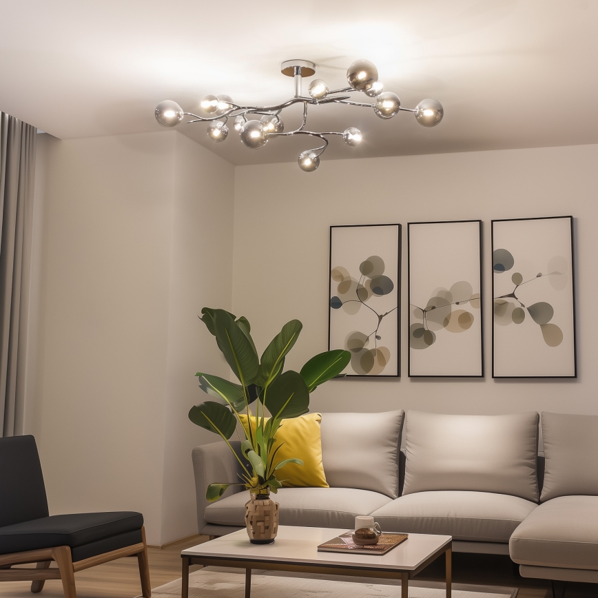 Brilagi - LED stropni lestenec MISTEL 15xG9/3W/230V črni krom/dimljeno