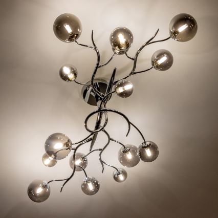 Brilagi - LED stropni lestenec MISTEL 15xG9/3W/230V črni krom/dimljeno