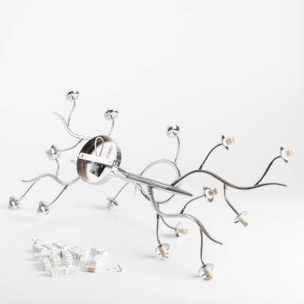 Brilagi - LED stropni lestenec MISTEL 15xG9/3W/230V črni krom/dimljeno