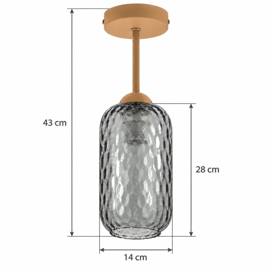 BRILAGI - LED pritrjen lestenec RETRO GLASS 1xE27/60W/230V Ø 14 cm bež/dimno siva