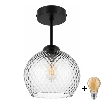 BRILAGI - LED stropni lestenec RETRO GLASS 1xE27/60W/230V premer 18 cm črna/dimna siva