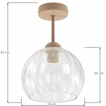 BRILAGI - LED stropni lestenec RETRO GLASS 1xE27/60W/230V, premer 25 cm, bež/prozorno