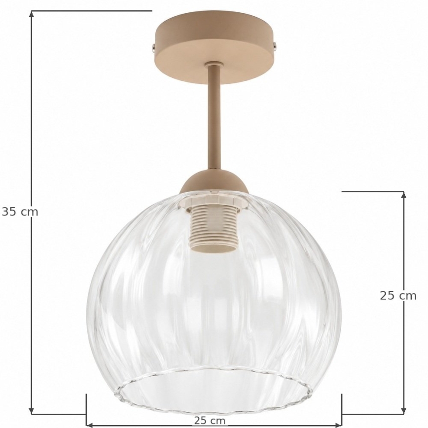 BRILAGI - LED stropni lestenec RETRO GLASS 1xE27/60W/230V, premer 25 cm, bež/prozorno