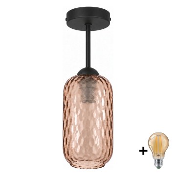 BRILAGI - LED stropni lestenec RETRO GLASS 1xE27/60W/230V Ø 14 cm črna/dimno rjava