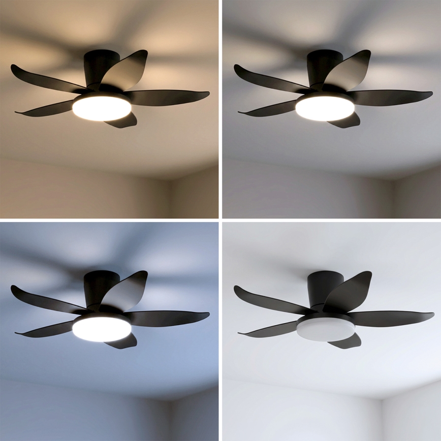 Brilagi - Zatemljiv LED stropni ventilator LED/32W/230V premer 95 cm črna + daljinski upravljalnik