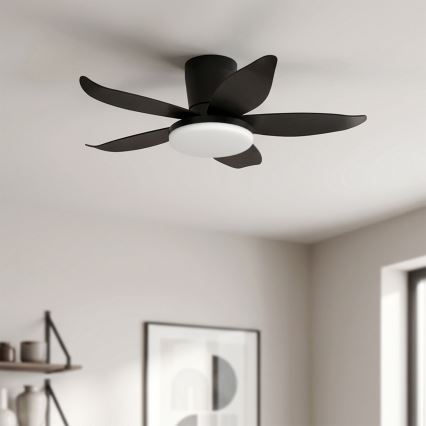 Brilagi - Zatemljiv LED stropni ventilator LED/32W/230V premer 95 cm črna + daljinski upravljalnik