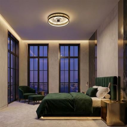 Brilagi - Zatemnjevalni LED stropni ventilator LED/34W/230V 3000-6500K premer 50 cm črna/zlata + daljinski upravljalnik