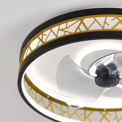 Brilagi - Zatemnjevalni LED stropni ventilator LED/34W/230V 3000-6500K premer 50 cm črna/zlata + daljinski upravljalnik