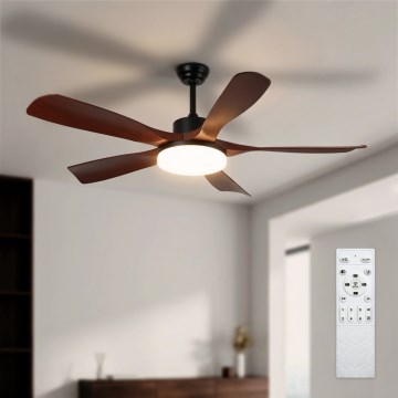 Brilagi - LED stropni ventilator z zatemnitveno funkcijo LED/34W/230V 132 cm črna/rjava + daljinski upravljalnik