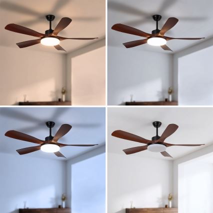 Brilagi - LED stropni ventilator z možnostjo zatemnitve LED/34W/230V 3000-6500K premer 132 cm črna/rjava + daljinski upravljalnik