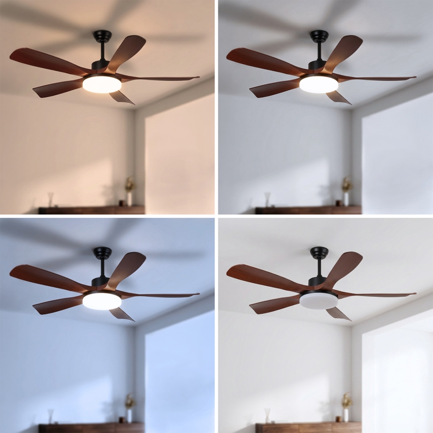 Brilagi - LED stropni ventilator z možnostjo zatemnitve LED/34W/230V 3000-6500K premer 132 cm črna/rjava + daljinski upravljalnik