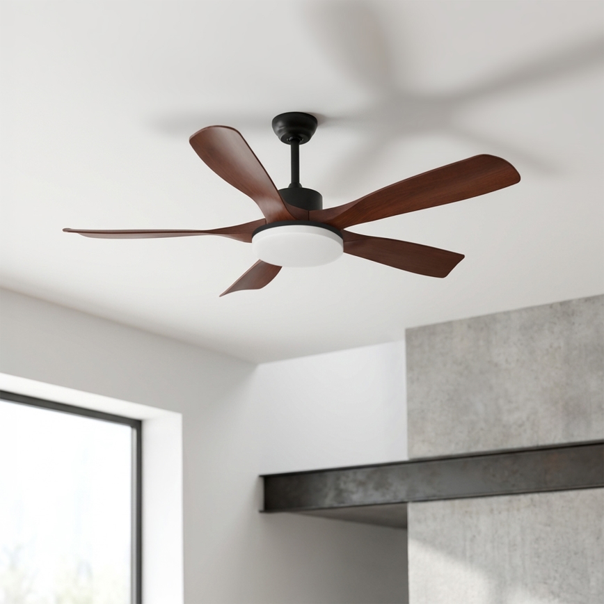 Brilagi - LED stropni ventilator z možnostjo zatemnitve LED/34W/230V 3000-6500K premer 132 cm črna/rjava + daljinski upravljalnik