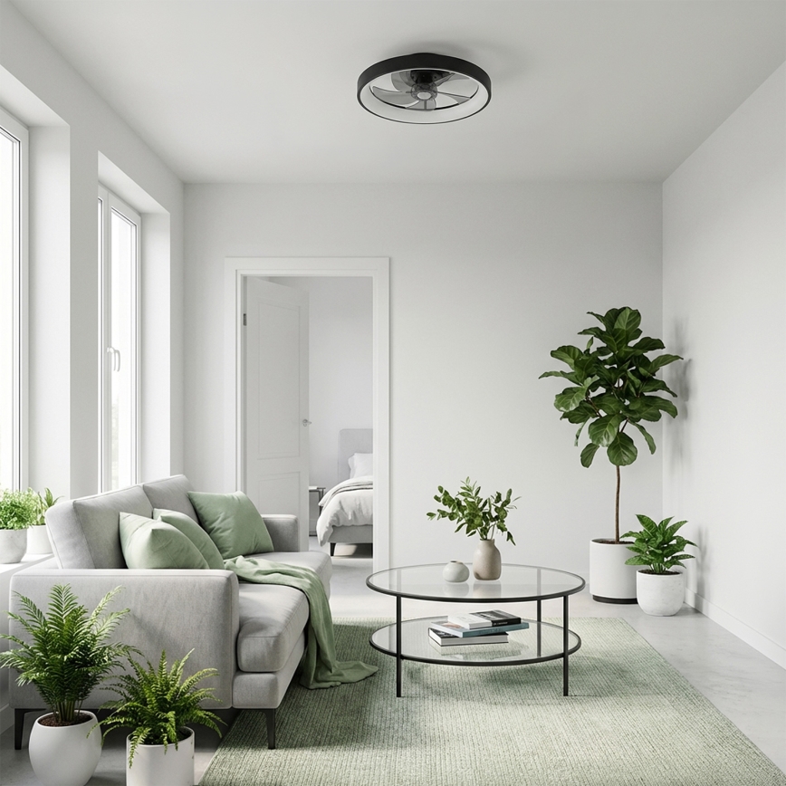Brilagi - LED stropni ventilator z zatemnitvijo LED/34W/230V premer 50 cm črna + daljinski upravljalnik