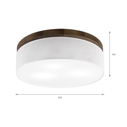 BRILAGI - LED stropna svetilka BELLADONNA 3xE27/15W/230V Ø 50 cm bela/hrast oreh