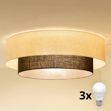 Brilagi - LED stropno svetilo BOHO STYLE 3xE27/15W/230V, premer 80 cm, kremno/rjavo