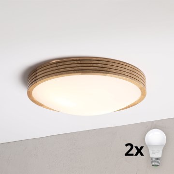 Brilagi - LED stropno svetilo CARVALHO MODERN SLIM 2xE27/60W/230V Ø 37,5 cm hrast