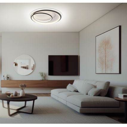 Brilagi - LED zatemnljivo stropno svetilo FLARE LED/38W/230V 3000-6000K premer 48 cm črna/bela + daljinski upravljalnik