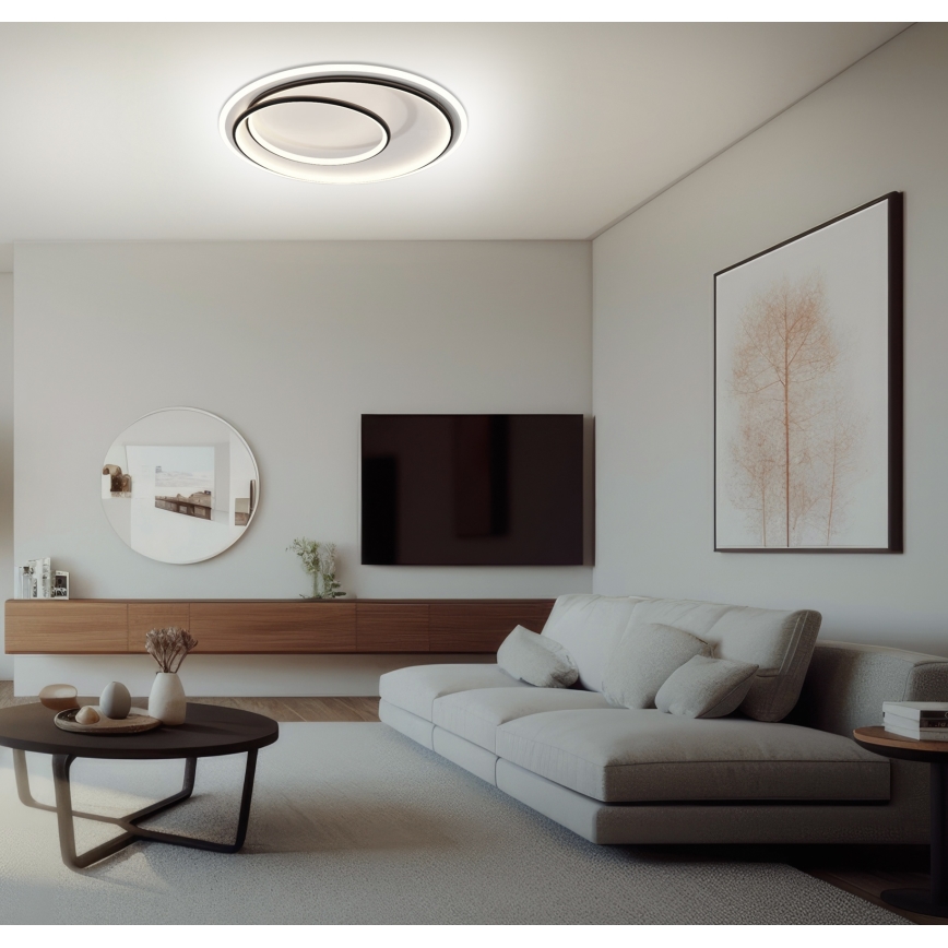 Brilagi - LED zatemnljivo stropno svetilo FLARE LED/38W/230V 3000-6000K premer 48 cm črna/bela + daljinski upravljalnik