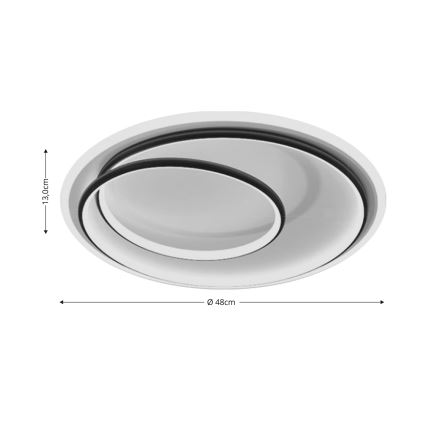 Brilagi - LED zatemnljivo stropno svetilo FLARE LED/38W/230V 3000-6000K premer 48 cm črna/bela + daljinski upravljalnik