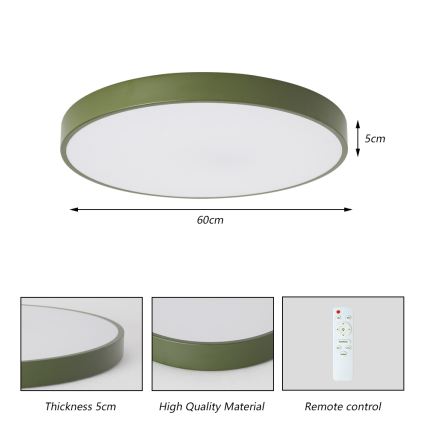 Brilagi - stropna LED svetilka z nastavljivo jakostjo svetlobe POOL LED/60W/230V 3000-6000K premer 60 cm zelena + daljinski upravljalnik