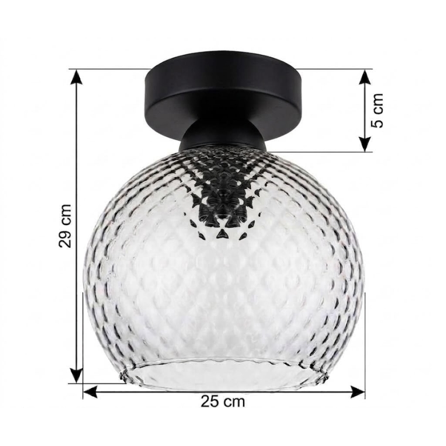 BRILAGI - LED stropna svetilka RETRO GLASS 1xE27/60W/230V premer 25 cm črna/dimno siva