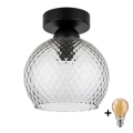 BRILAGI - LED stropno svetilo RETRO GLASS 1xE27/60W/230V premer 18 cm črna/dimasta siva