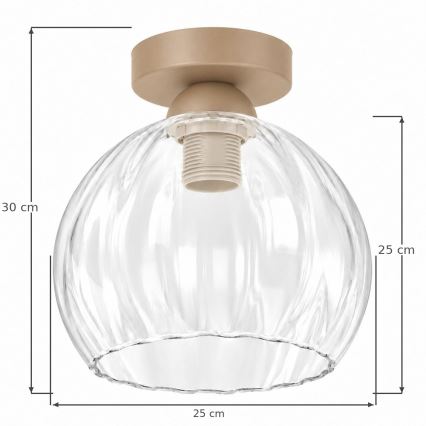 BRILAGI - LED stropno svetilo RETRO GLASS 1xE27/60W/230V, premer 25 cm, bež/prozorno