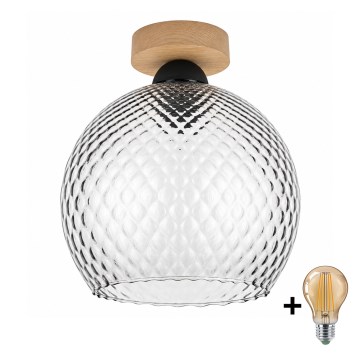 BRILAGI - LED stropno svetilo RETRO GLASS 1xE27/60W/230V premer 25 cm hrast/dimno siva