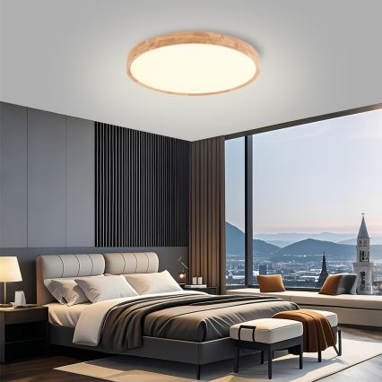 Brilagi - LED stropna svetilka WOODROUND LED/40W/230V 3000/4000/6000K premer 60 cm les CRI 90