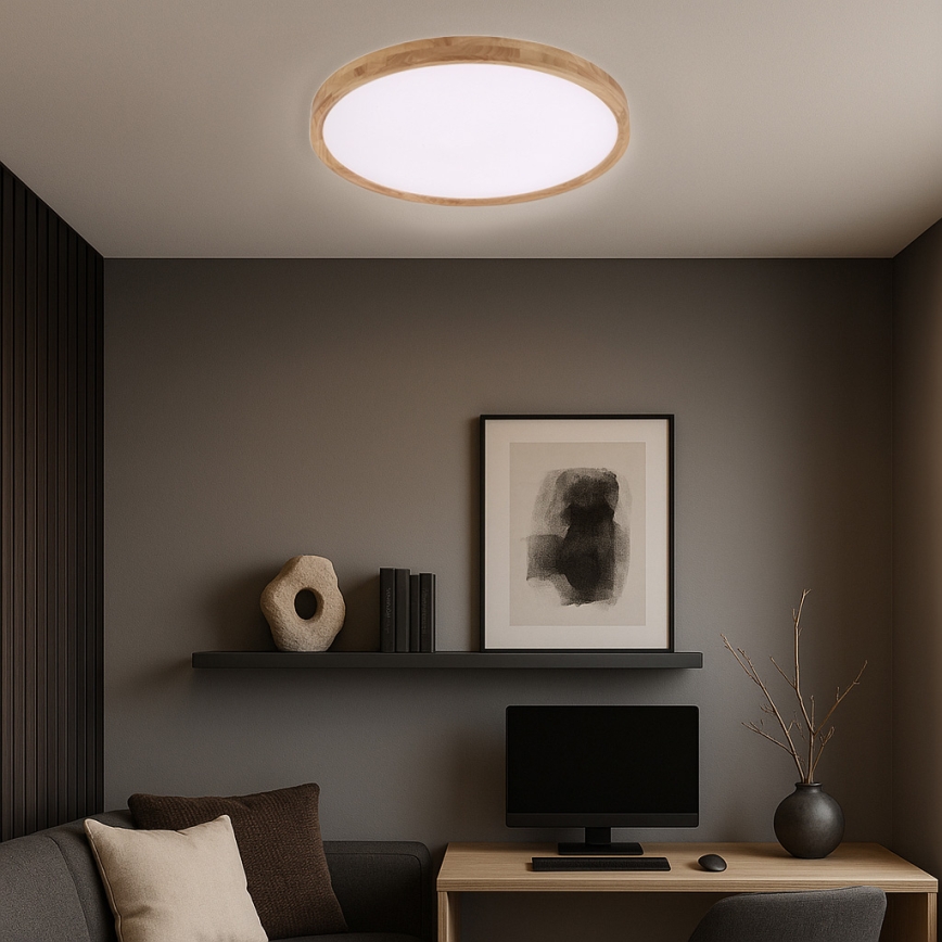 Brilagi - LED stropna svetilka WOODROUND LED/40W/230V 3000/4000/6000K premer 60 cm les CRI 90