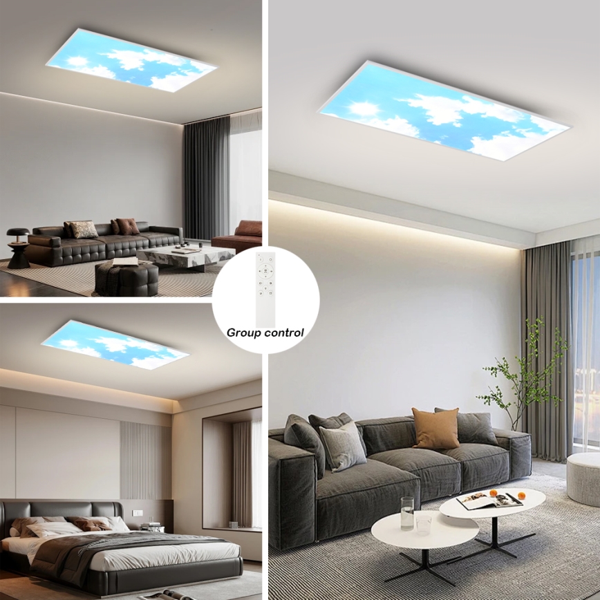 Brilagi - LED zatemnljivo stropno svetilo SLIMFRAME SKY LED/80W/230V 120x60 cm 3000-6000K srebrno/modro + daljinski upravljalnik