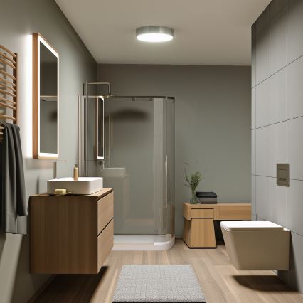 Brilagi - LED kopalniška stropna svetilka POOL LED/24W/230V 3000/4000/5500K premer 30 cm IP54 matni krom