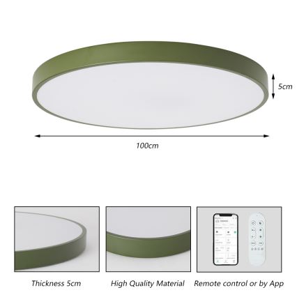 Brilagi - LED zatemnljivo svetilo POOL SMART LED/128W/230V premer 100 cm 3000-6000K Wi-Fi Tuya + daljinsko upravljanje zelena