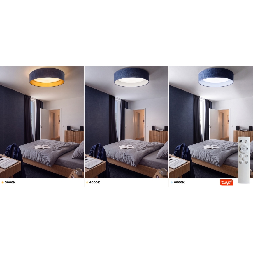 Brilagi - zatemnjivo LED stropno svetilo VELVET SMARTIX, 36 W, 230 V, 3000-6000 K, premer 55 cm, modra, Wi-Fi Tuya Beacon + daljinski upravljalnik