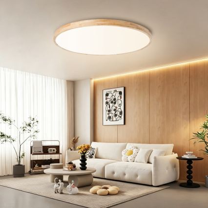 Brilagi - LED zatemnljivo stropno svetilo WOODLINE LED/128W/230V 3000-6000K hrast, premer 100 cm + daljinski upravljalnik