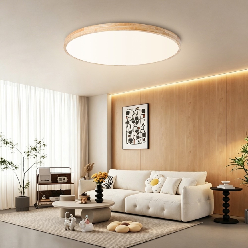 Brilagi - LED zatemnljivo stropno svetilo WOODLINE LED/128W/230V 3000-6000K hrast, premer 100 cm + daljinski upravljalnik