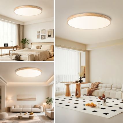 Brilagi - LED zatemnljivo stropno svetilo WOODLINE LED/128W/230V 3000-6000K hrast, premer 100 cm + daljinski upravljalnik