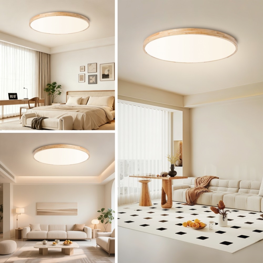 Brilagi - LED zatemnljivo stropno svetilo WOODLINE LED/128W/230V 3000-6000K hrast, premer 100 cm + daljinski upravljalnik